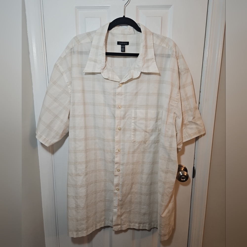 Van Heusen Men's Button Up Dress Shirt - Short sleeve  4XL